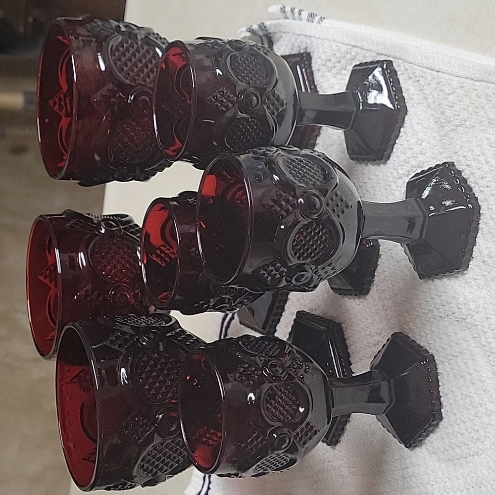 Avon Cape Cod Ruby Red Wine Glasses